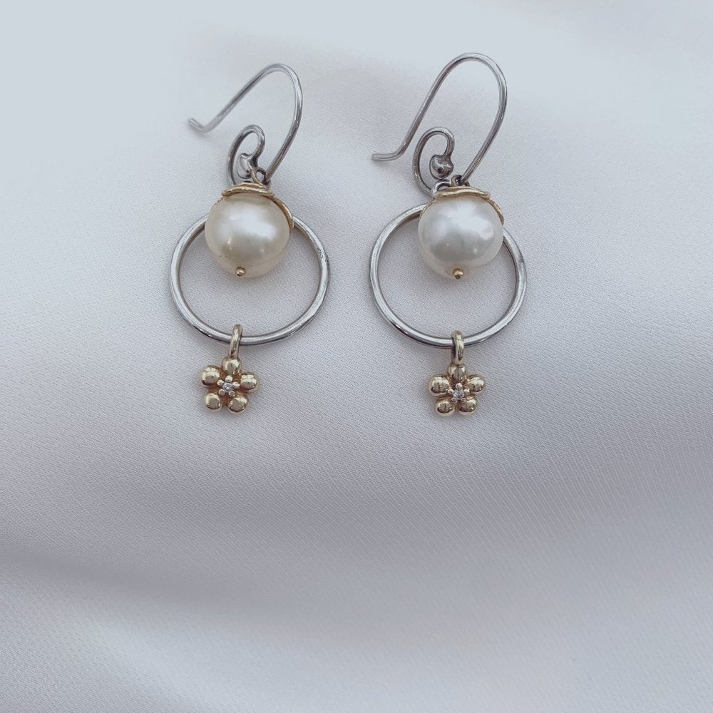 Sterling Silver & Gold Earrings by Pandora
